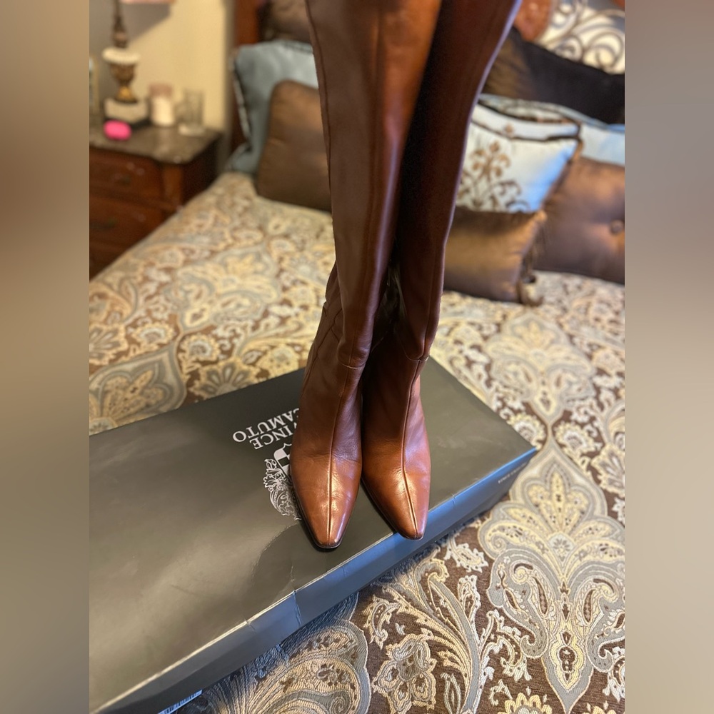 Vince Camuto Brown Over-the-Knee Wedge Boots - Picture 5 of 8